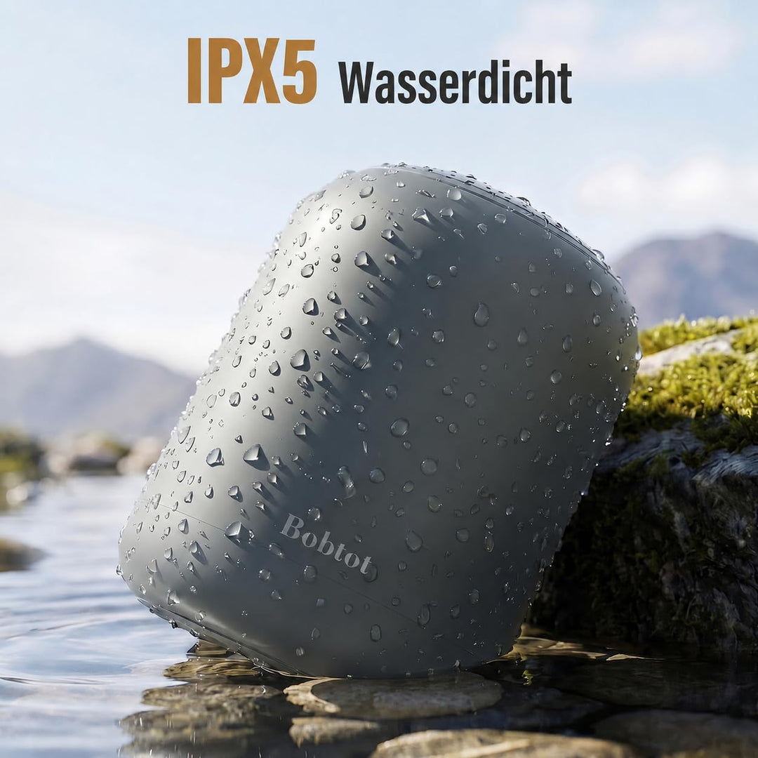 Bobtot Tragbarer Bluetooth-Lautsprecher, kabellos, wasserdicht, 24 Stunden Akkulaufzeit, lauter Ster