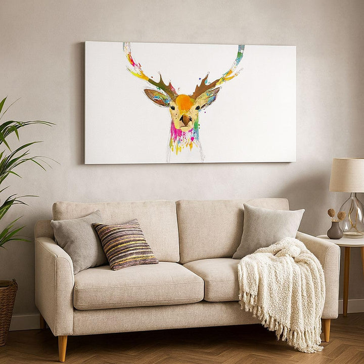 Wandbilder Dekoration Wohnzimmer Deer fantasie Graffiti Grafik Panorama Bilder auf Leinwand 120x50cm
