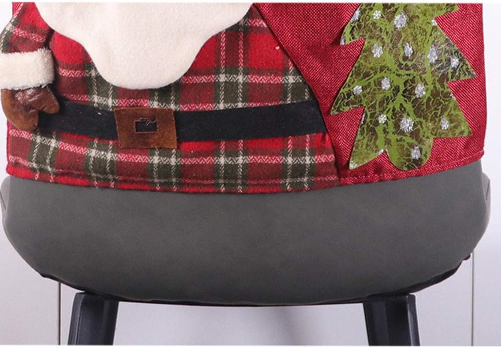 LAMF Weihnachtsstuhlhussen-Set, 6 Stück, 3D-Stuhlhussen mit Weihnachtsmann, Schneemann, Elch, Weihna