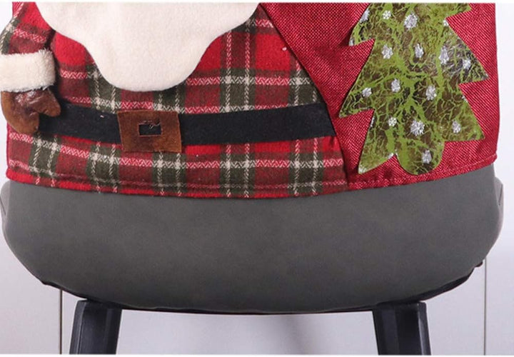 LAMF Weihnachtsstuhlhussen-Set, 6 Stück, 3D-Stuhlhussen mit Weihnachtsmann, Schneemann, Elch, Weihna