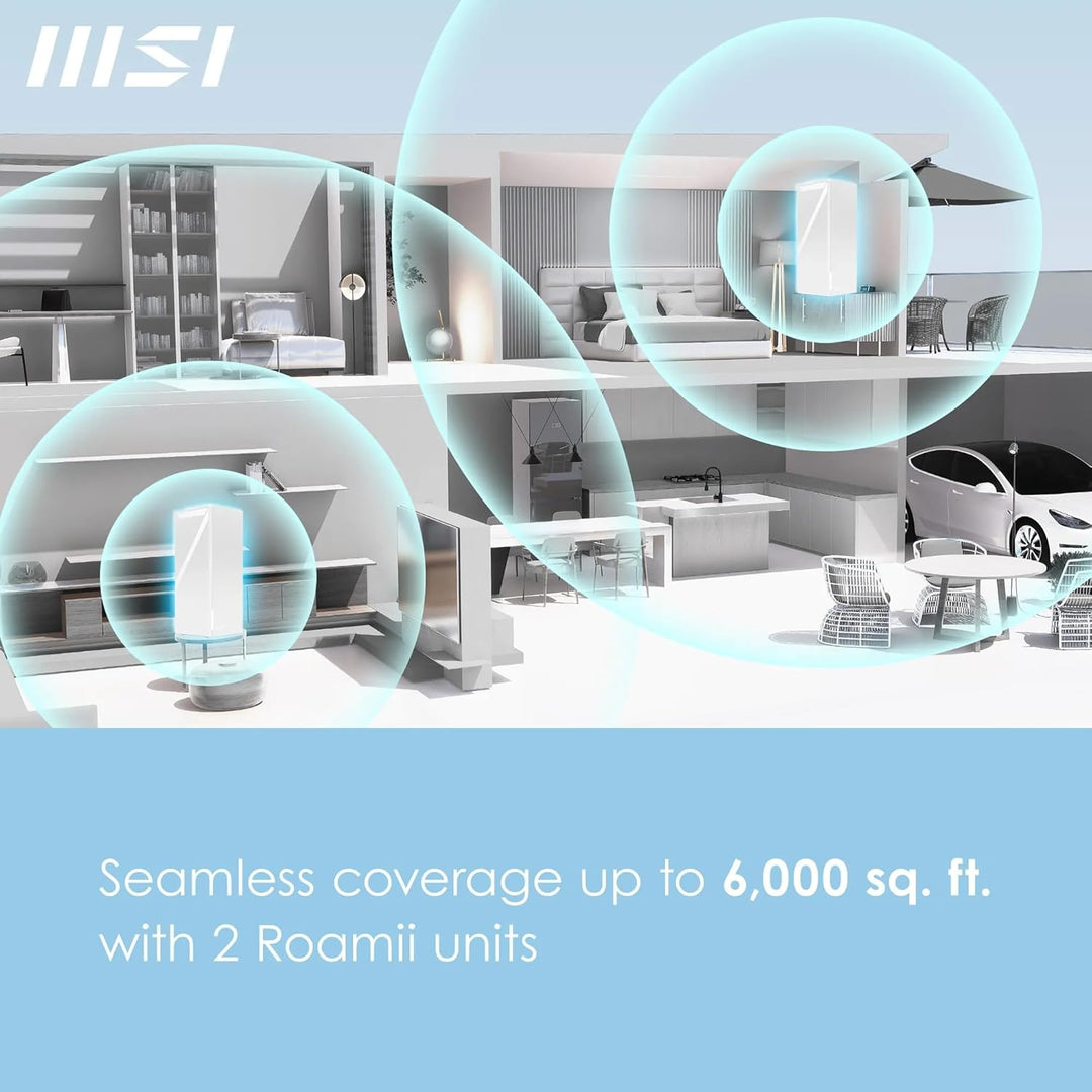MSI Roamii BE Pro 2-Pack - WiFi 7 BE9400Mbps WLAN-System für das ganze Haus, 2,5-G-Anschlüsse, Siche