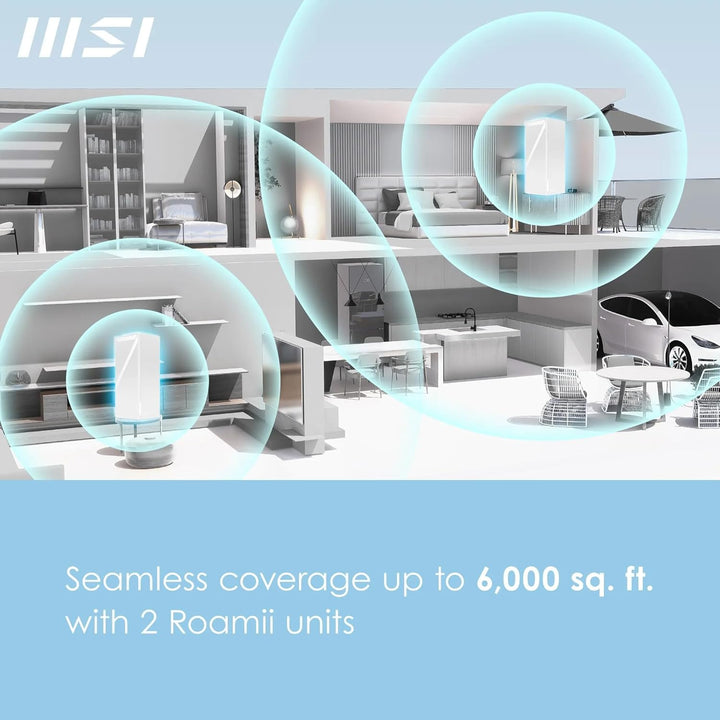 MSI Roamii BE Pro 2-Pack - WiFi 7 BE9400Mbps WLAN-System für das ganze Haus, 2,5-G-Anschlüsse, Siche