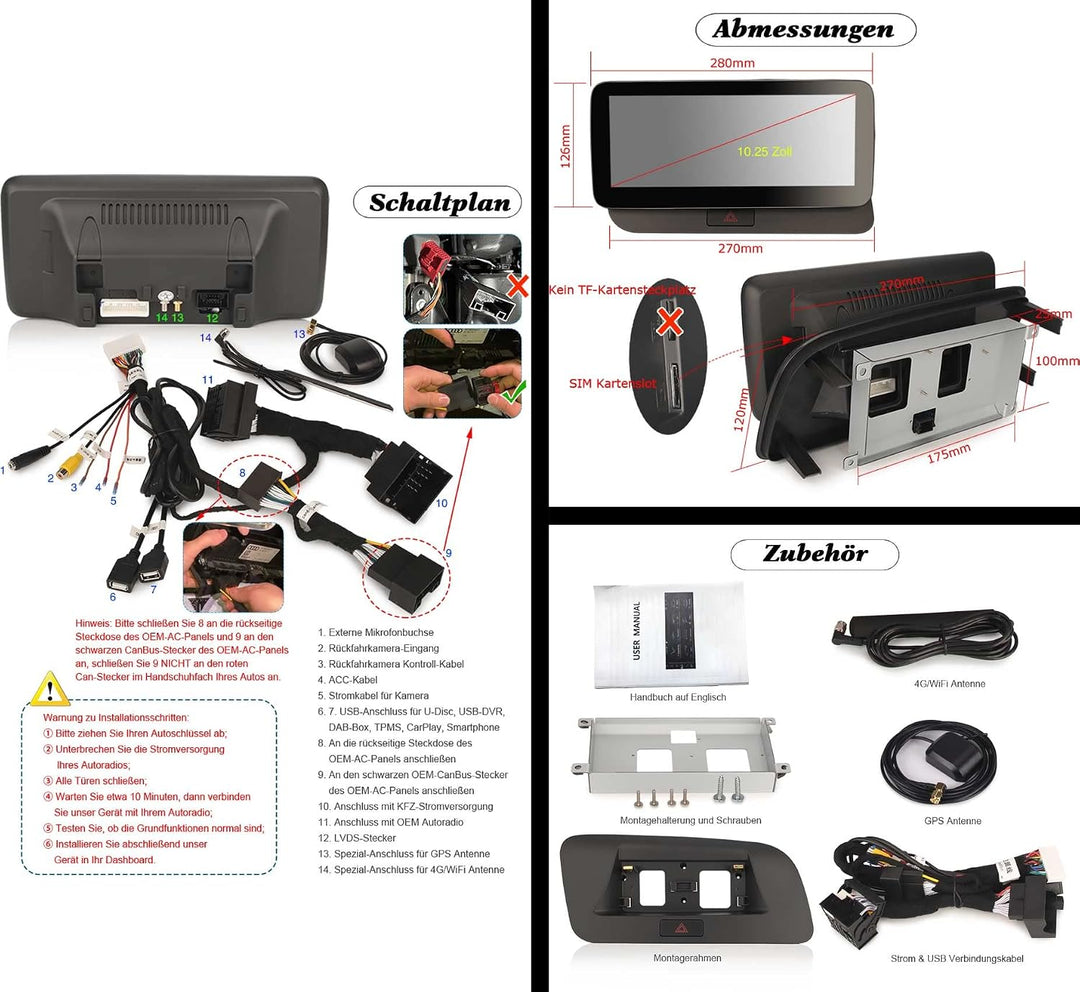 10,25 Zoll Acht-Kern Android 13 DAB+ Autoradio Für Audi Q5 mit GPS Navigation Unterstützt Drahtlos C