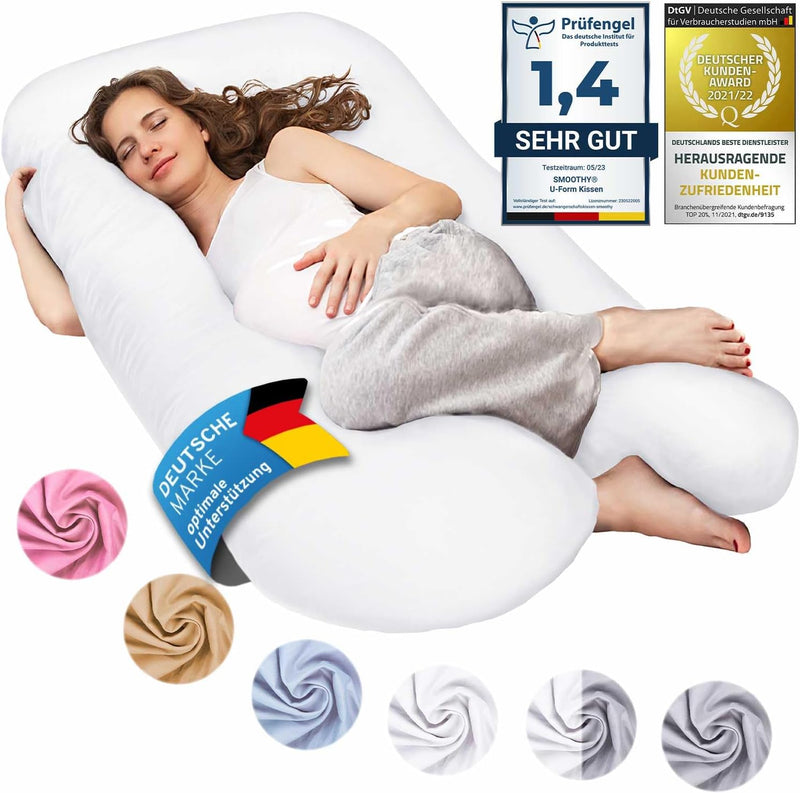 SMOOTHY Schwangerschaftskissen, Seitenschläferkissen, Lagerungskissen, Baby-Kissen & Stillkissen in
