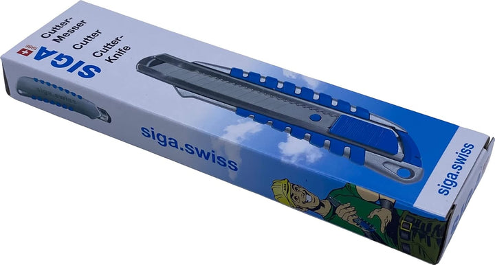 SIGA Profi Cuttermesser aus robustem Metall | ergonomische Gummierung | Übergriffschutz | für Standa