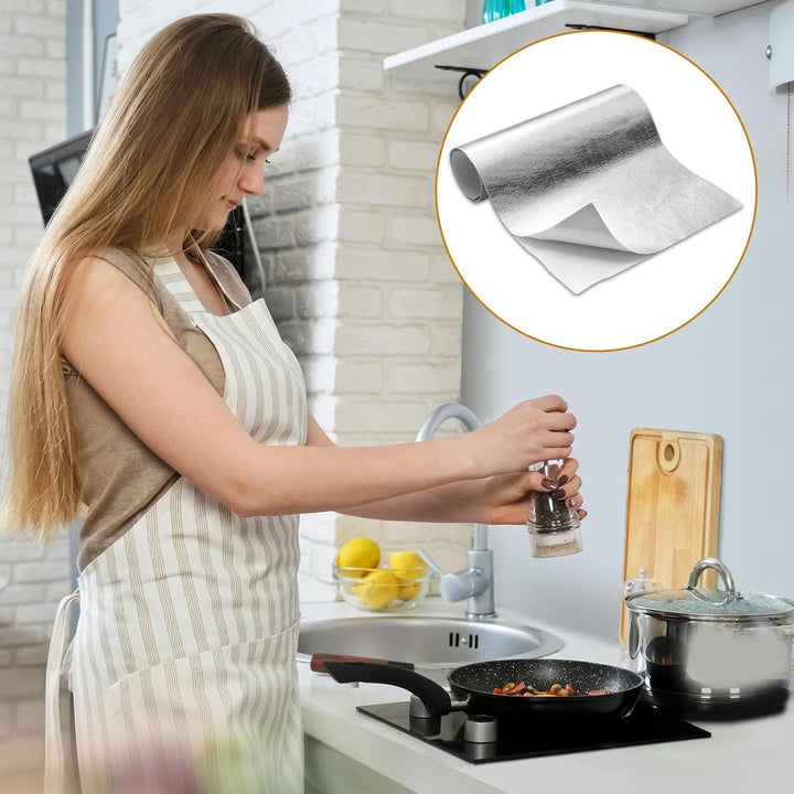 Aluminisierte Hitzeschutzmatte,Hitzeschutzmatte Selbstklebend Kleberücken Aluminium Glasfaser Blatt,