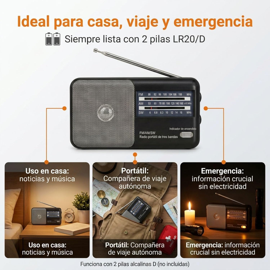 Tragbares Radio, 3-Band-FM/AM/SW8~SW18 Transistorradio, tragbare Tasche, funktioniert mit 2 AA-Batte