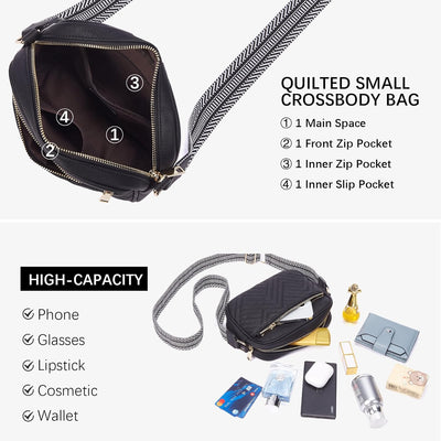 BOSTANTEN Damen Handy Umhängetasche, Crossbody Bag mit verstellbarem Breiter Gurt, PU Leder Gesteppt