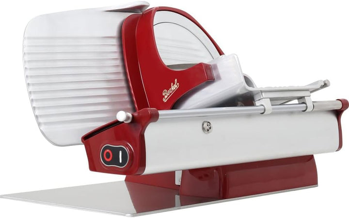 Berkel Home Line 250, Premium-Aufschnittmaschine in Rot + passendes Einlegebrett aus Weinfassholz, S
