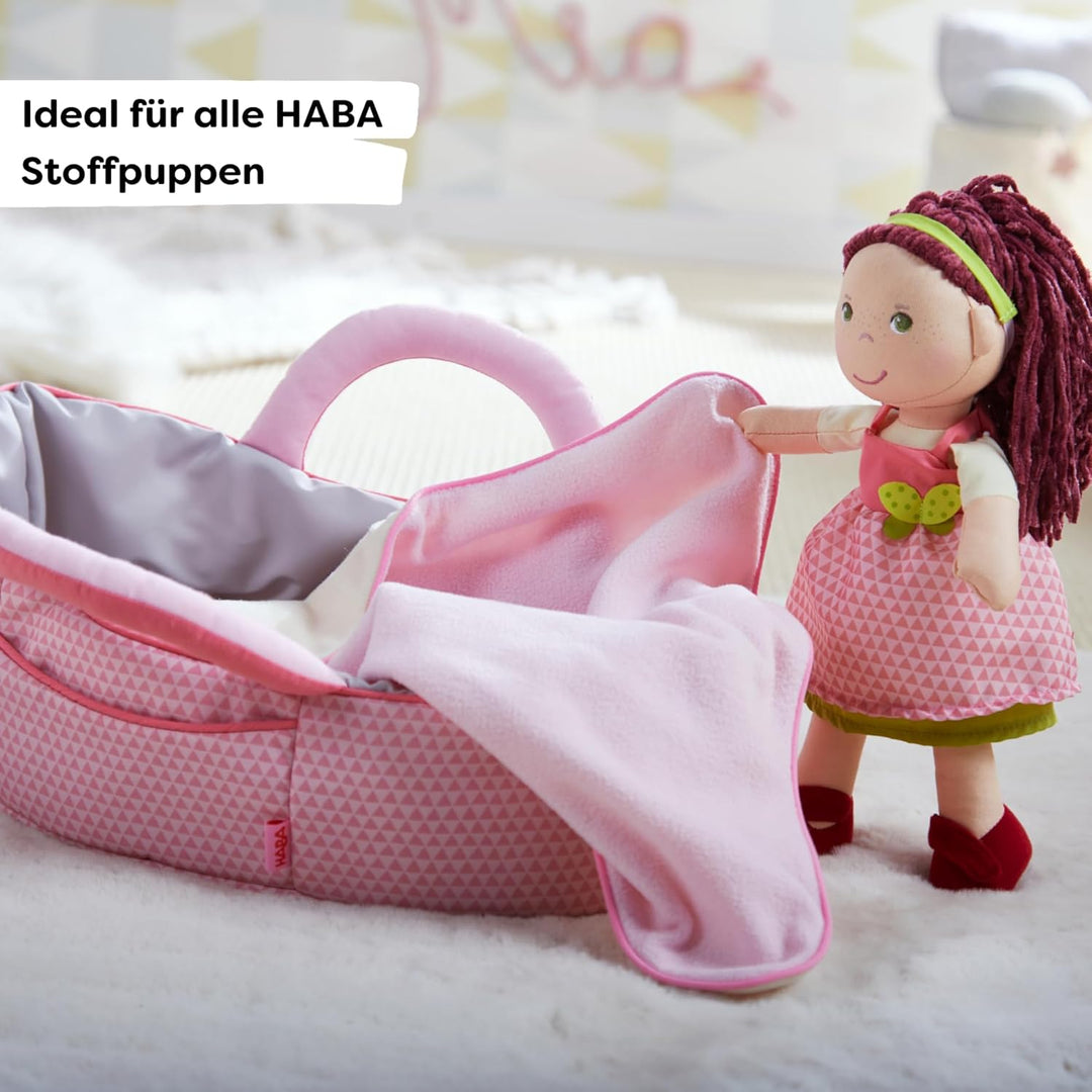 HABA 305072 - Puppentragetasche Rosarot, Puppenzubehör für Babypuppen und HABA-Stoffpuppen, Tragetas