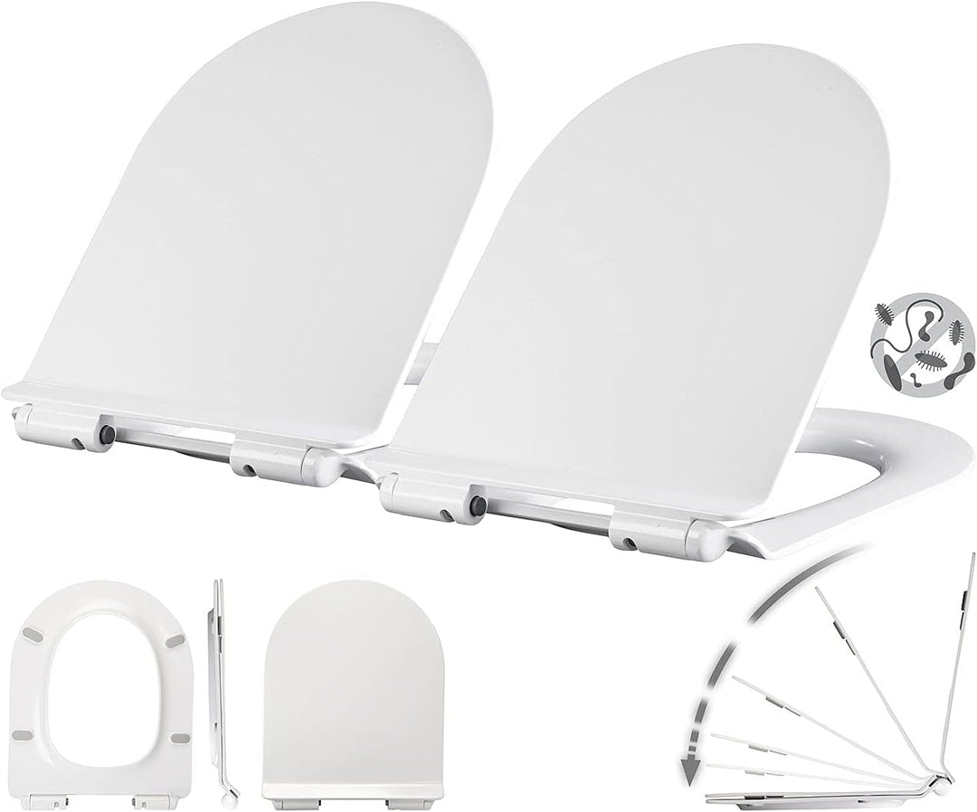 BadeStern WC Deckel: 2er-Set flache WC-Sitze, D-Form, mit Absenkautomatik (antibakterieller Toilette