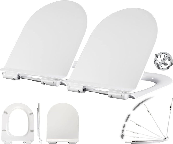 BadeStern WC Deckel: 2er-Set flache WC-Sitze, D-Form, mit Absenkautomatik (antibakterieller Toilette