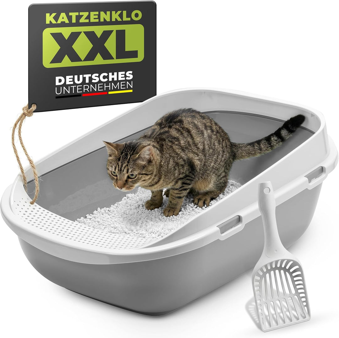 Katzentoilette XXL Jumbo Schale 65 cm graubeige inkl. Schaufel, graubeige
