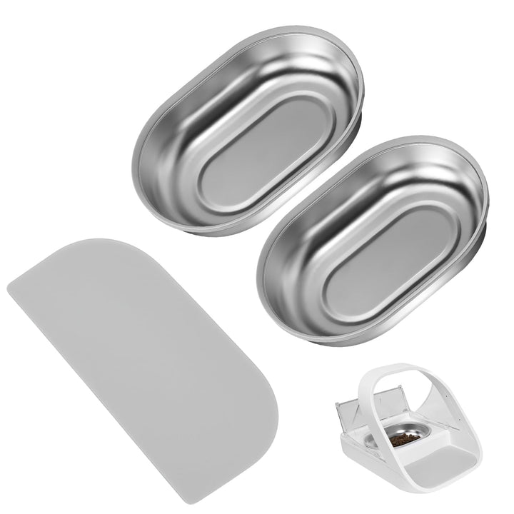 Edelstahl Napf und Matte Set kompatibel mit Mikrochip-Futterautomaten, 2 Edelstahl Napf und 1 Matte