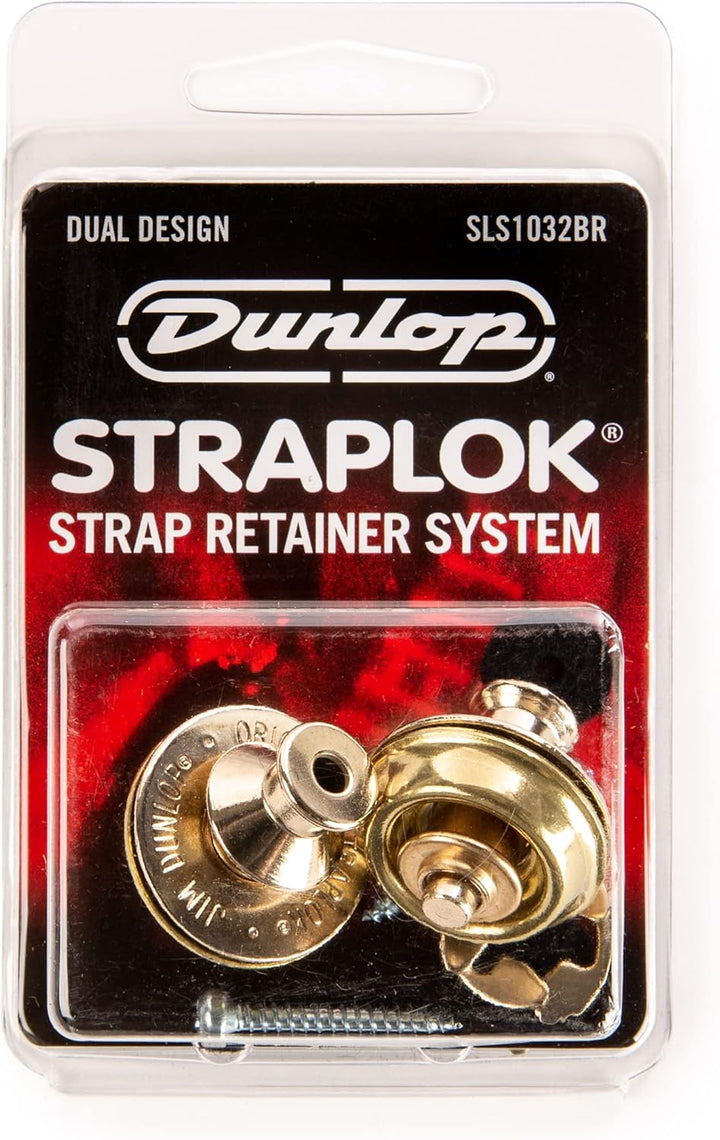 Jim Dunlop Straplok Dual - Messing 2 Stück Gürtelbefestigung, Messing