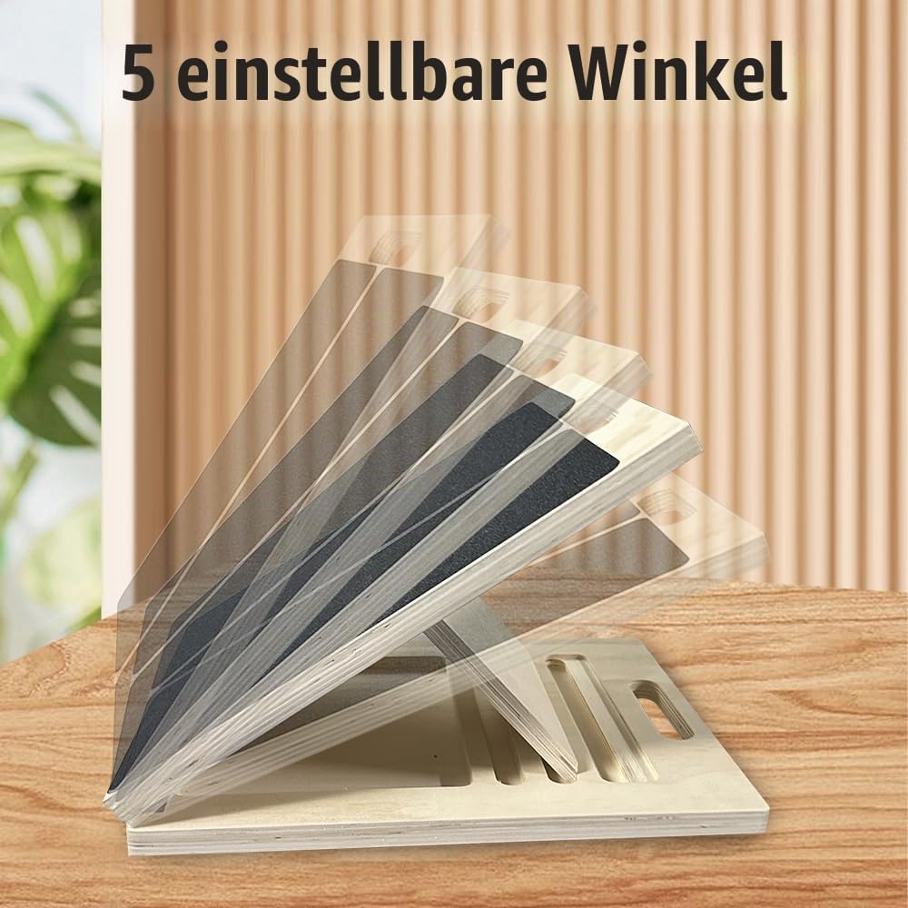 Wadendehner aus Holz,Wadendehner-Schrägbrett Hölzerne,Balance Board aus Holz, Verstellbares mit 5 Ne