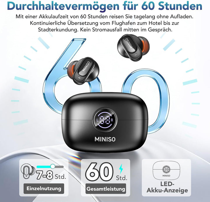 MINISO MS105 AI Kopfhörer Übersetzer, 3-in-1 Übersetzungskopfhörer in Echtzeit mit KI-Übersetzungsfu