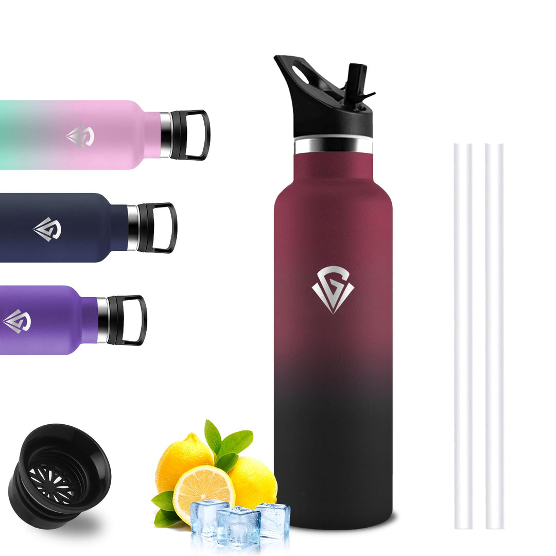 Trinkflasche Edelstahl- 500ml- Wasserflasche- Trinkflasche Auslaufsicher- Wasser Flasche mit Strohha