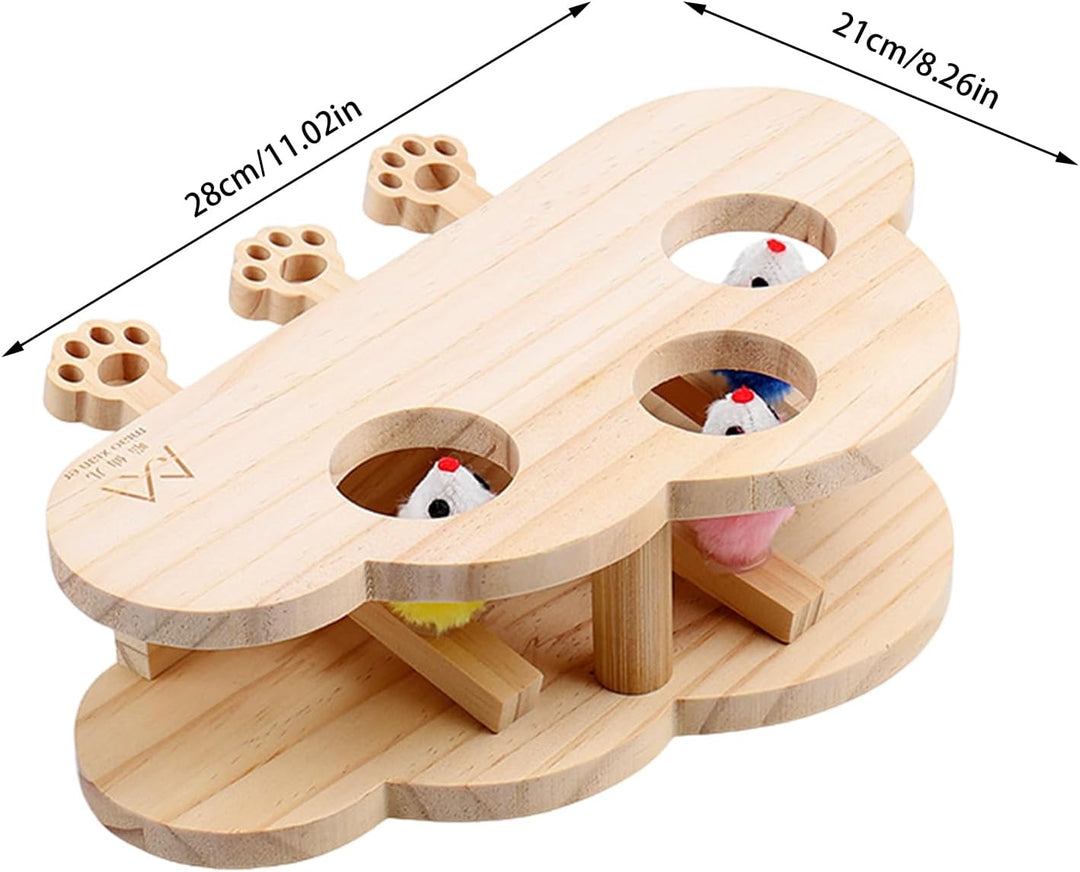 Generisch Cat Scratching Mole Whack Toy, Wooden Game Scratcher Board, 11.02x8.27 Inches Interactive