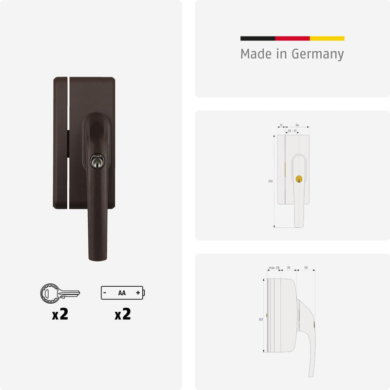 ABUS Fenstergriff-Schloss FO400A AL0125 - Fenstergriffsicherung mit Zusatzschloss und Alarmfunktion,