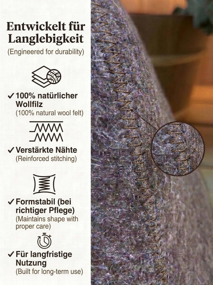Ger3as Saunahut 100% Wollfilz mit Haken für Damen und Herren, Wellness Mütze Premium Qualität Filz S
