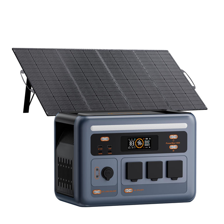 OSCAL PowerMax 1800SE Tragbare Powerstation mit 200W Solarpanel, 1024Wh LFP Batterie Backup mit 3x18