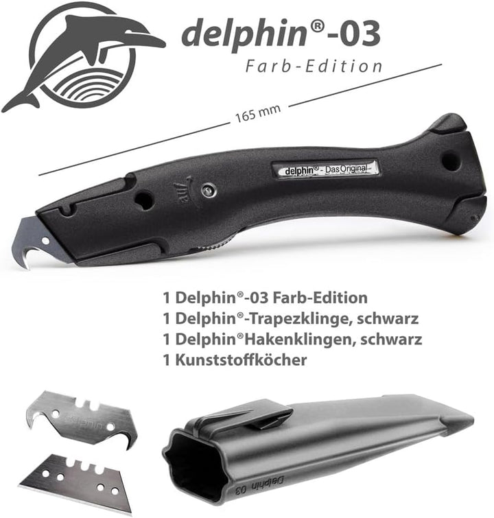 Delphin®-03 Farb Edition inkl. Klingen und Kunststoffköcher, Teppichmesser