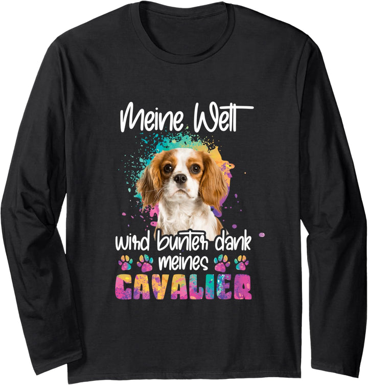 Bunt Welt dank Cavalier king charles spaniel Langarmshirt