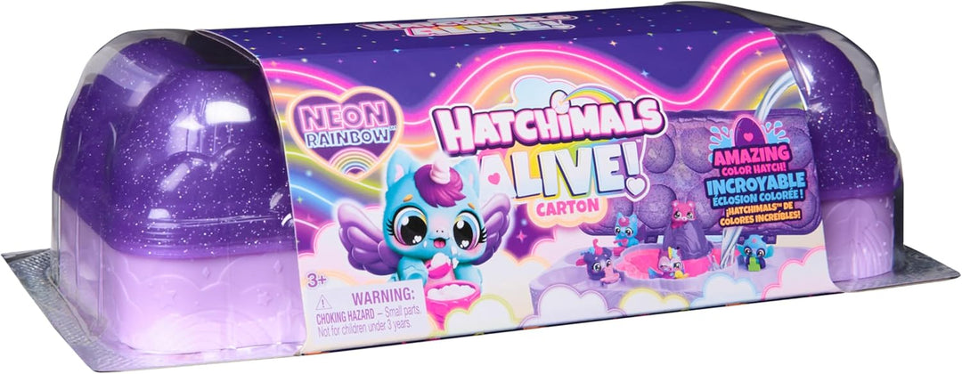 Hatchimals Alive Neon Rainbow Eierkarton Spielset - mit 5 selbstschlüpfenden Eiern und 11 Accessoire
