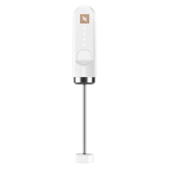 NESPRESSO NanoFoamer Stab-Milchaufschäumer Weiss | Wiederaufladbarer Stabmixer aus Edelstahl, USB‑C
