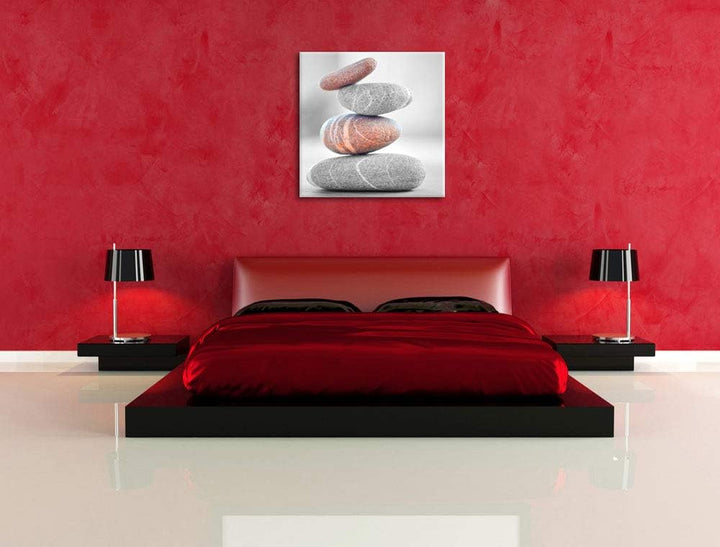 Steinturm schwarz/weiss, Format: 70x70 auf Leinwand, XXL riesige Bilder fertig gerahmt mit Keilrahme