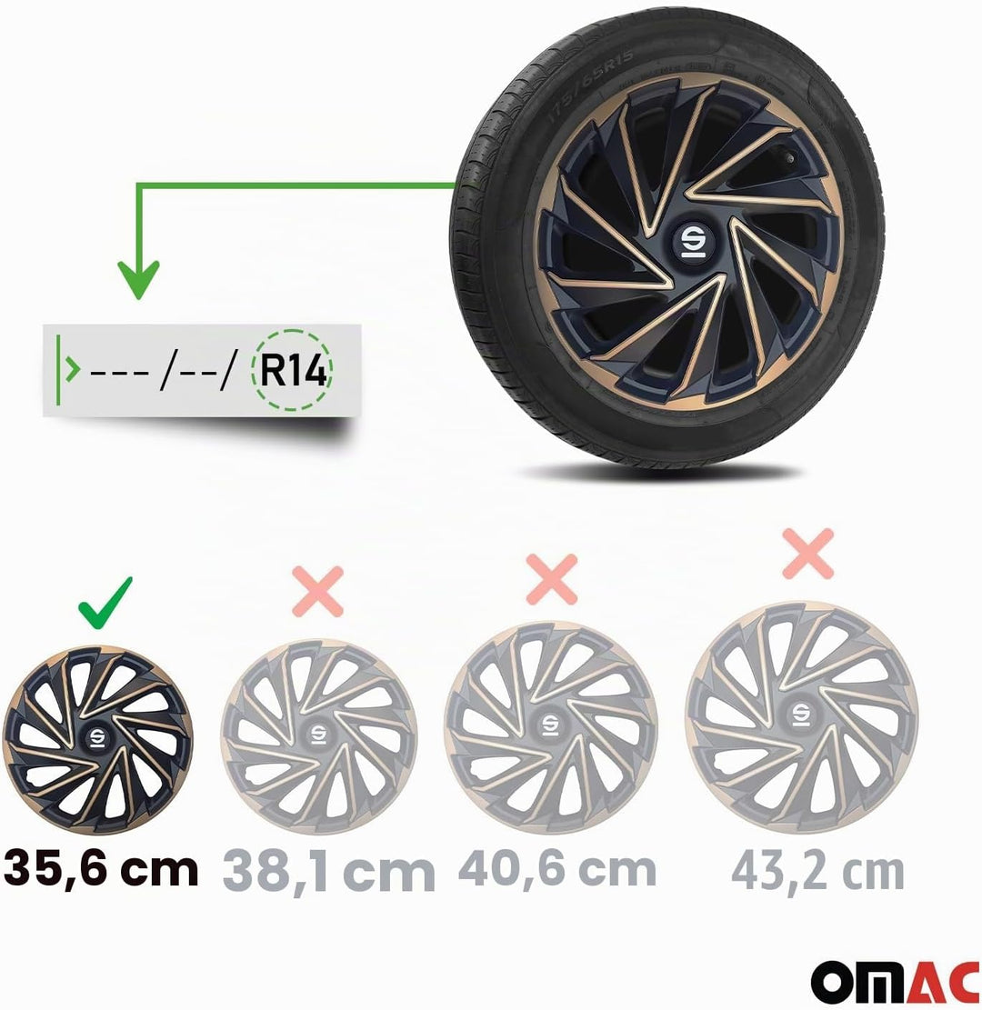 Sparco Radzierblenden Varese - 14-Zoll - Gold/Schwarz - Satz mit 4 Stück