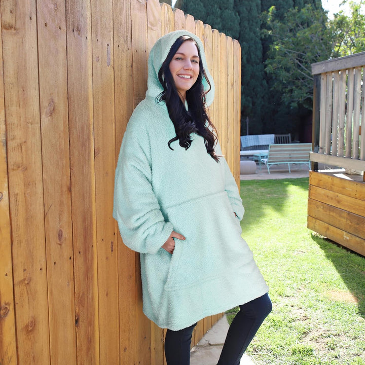 Catalonia Classy Übergrosse Sherpa Hoodie Decke, Flauschige Warme Oversized Kuscheldecke mit Ärmeln