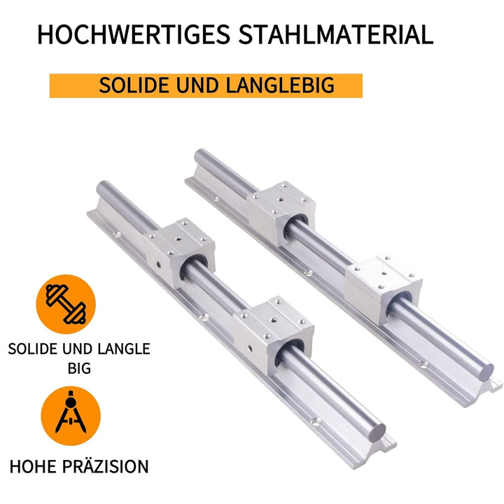 ONLISUM Linearschiene Linearführung SBR20 1000mm 2 Stück Linear-Schienenwelle 4 Stück SBR20UU Lagerb