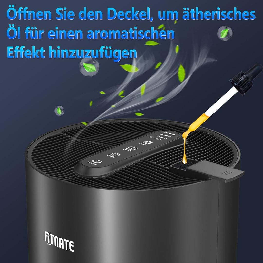 Luftreiniger für Zuhause mit ätherischem Öl Diffusor, FITNATE HEPA Filter, Luftreiniger für grosse R