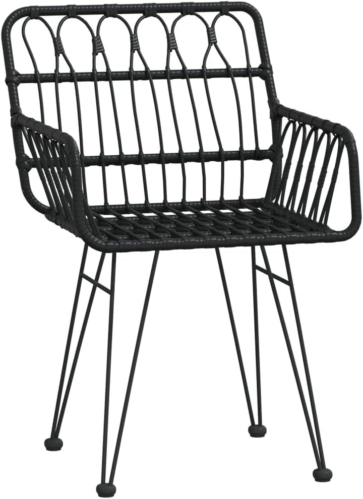 vidaXL Gartenstühle 2 STK. mit Armlehnen Schwarz 56x64x80 cm PE-Rattan, Schwarz