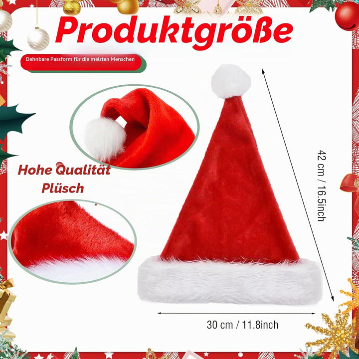 Hifot LED Weihnachtsmütze Erwachsene Nikolausmütze Plüsche Weihnachtsmann Mütze mit Licht Rote Santa
