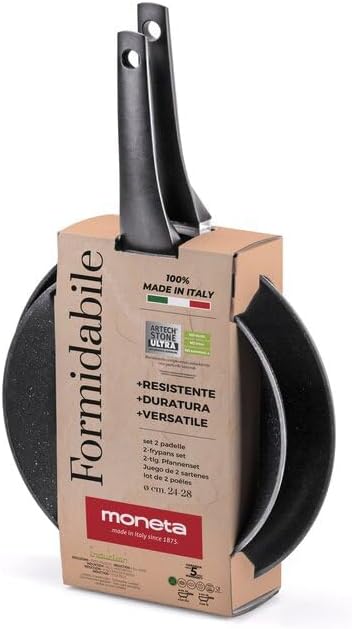 Moneta Formidabile Stone Set mit 2 Antihaft-Pfannen 24-28 cm, auch für Induktion, 100% Made in Italy