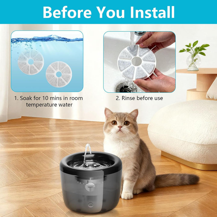12 Stück Katzenbrunnen Filter für Philips PAW3210/02 Trinkbrunnen,Dreifaches Filtersysteme Aktivkohl