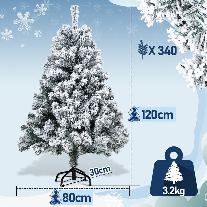 Tubiaz Künstlicher Weihnachtsbaum mit Schnee, 120cm Künstlicher Christbaum für Weihnachtsdeko, Tanne