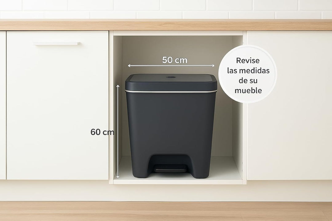 Denox Recycling-Mülleimer mit bis zu 3 Fächern, Fassungsvermögen 45 l, zwei Öffnungsmodi, Anthrazit,