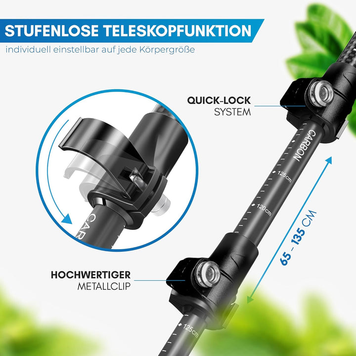 NORDMUT® Wanderstöcke Teleskop aus stabilen Aluminium oder Carbon - Leichte Nordic Walking Stöcke Da