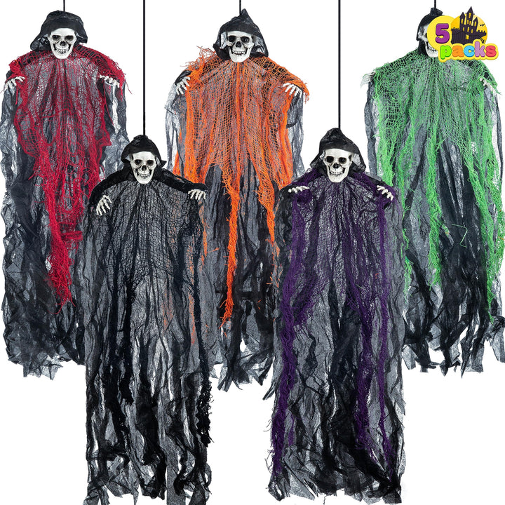 JOYIN 5 Stück Halloween hängende Sensenmänner, 70,1 cm, hängende Skelett Geister für Beste Halloween