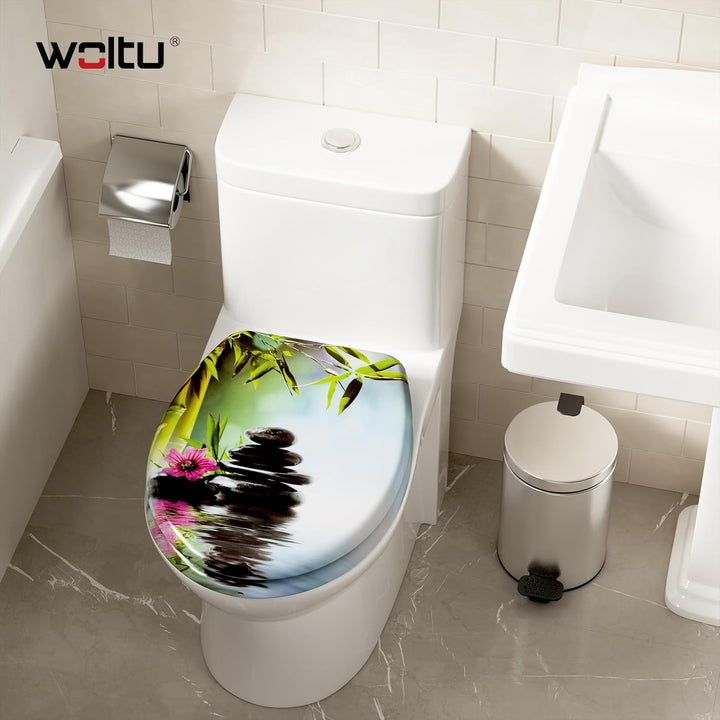 WOLTU WC Sitz mit Absenkautomatik,Toilettensitz Motiv, Toilettendeckel aus Duroplast, Stable Klodeck