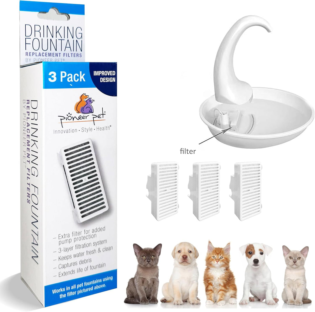 Pioneer Pet 3 Stück T-förmige Filter für Swan Food + Wasserstation und Serene Preminum Trinkbrunnen
