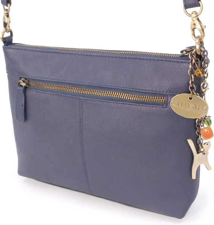 Catwalk Collection Handbags - Damen Umhängetasche Klein - Crossbody Bag - Gesteppte Leder - Clutch m