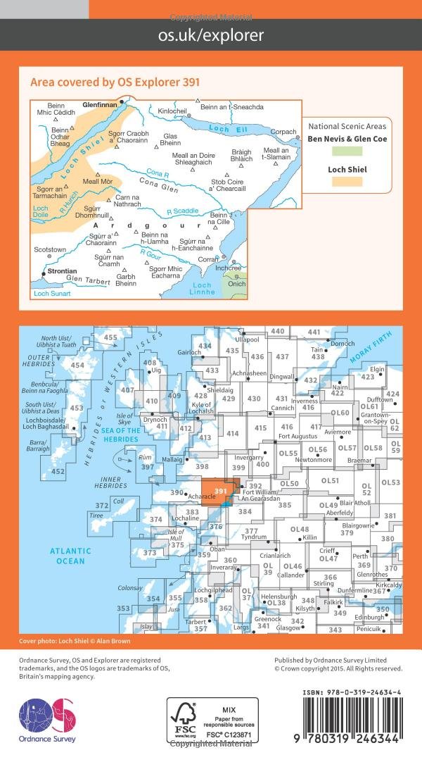 Ardgour and Strontian (OS Explorer Map, Band 391), Karte
