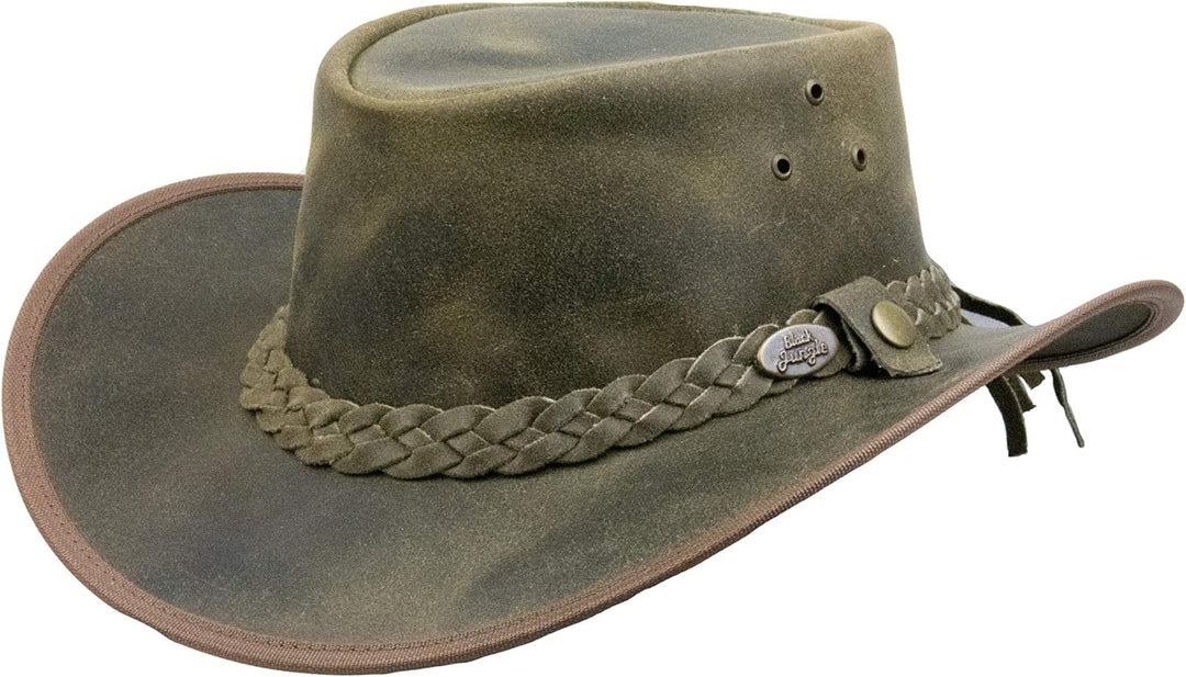 Black Jungle Bulat Lederhut, Westernhut, Australienhut, Cowboyhut S Khaki, S Khaki