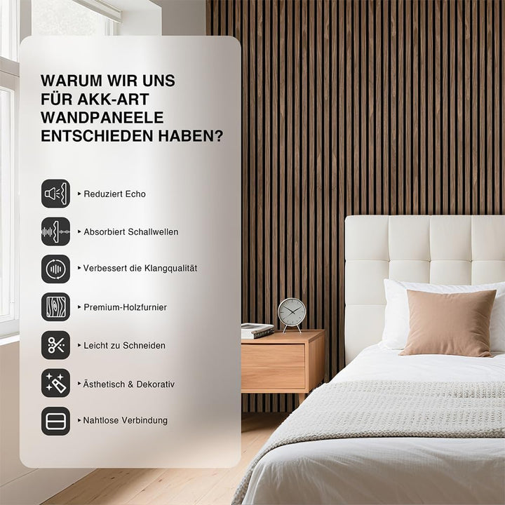 Faltbar Akustikpaneele Holz 240x60cm-1 Stück(1,44m²)|3D Wandpaneele mit Holzfurnier & Filz|Holzpanee