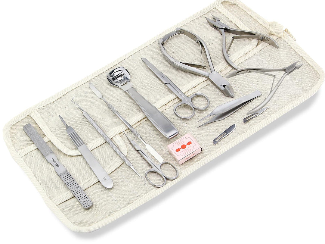 Fusspflege-Instrumente Set 21-Teilig inklusive Nagelzangen, Fusspflegeinstrumente, Pinzeten